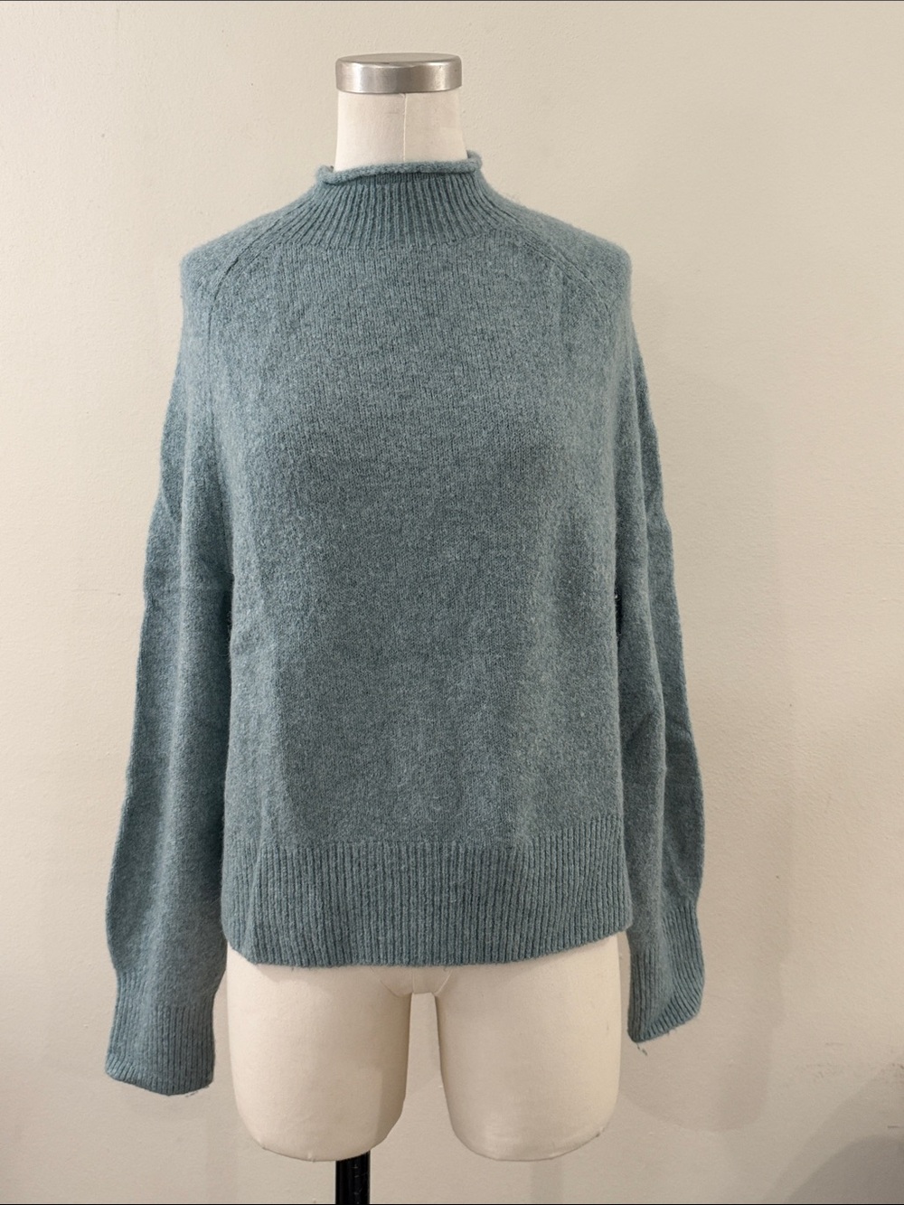 J. Crew Dusty Blue Mock Neck Sweater